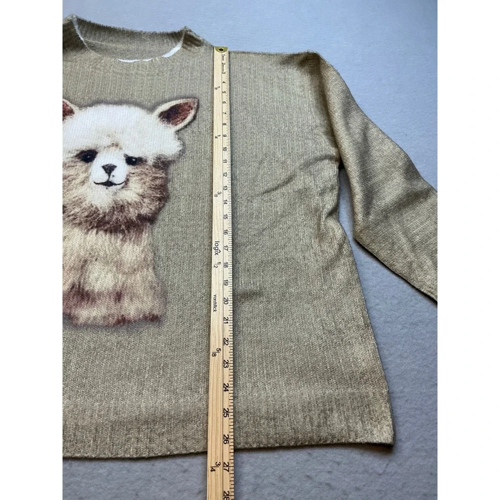 Alpaca Animal Graphic Knit Sweater Tan 5XL Oversized‎ Pullover